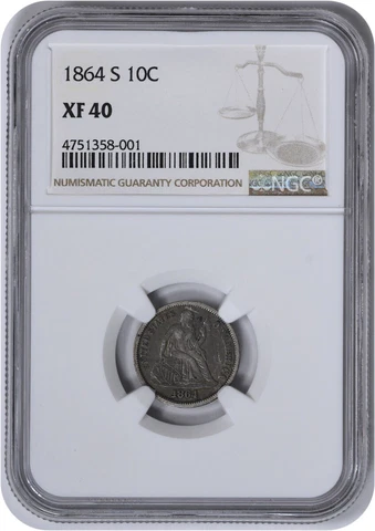 1864-S Liberty Seated Silver Dime EF40 NGC Cover