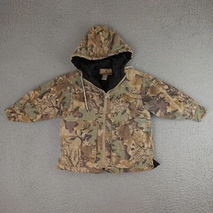 Vintage Ranger Camo Jacket Youth Small Brown Woodland Zip Quilted Chore Canvas - Picture 1 of 10