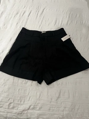 NWT Maeve Anthropologie Women's Black Shorts Size 8 Linen Blend High Rise - Image 1 of 4