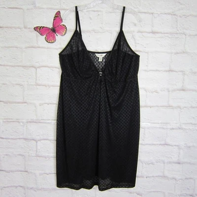 Avenue Body tamanho 22/24 2X Preto Transparente Elástico Chemise com Acento de Strass - Imagem 1 de 4