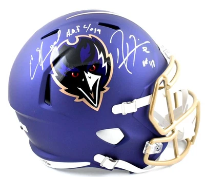 Casco Ray Lewis Ed Reed Autografiado Ravens F/S Alt 24 Velocidades Salón de la fama - Beckett con Holo Foto 1 de 4