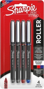 New Sharpie Rollerball Pen, Needle Point, 0.5mm, Assorted Colors, Pack Of 4 - Picture 1 of 8