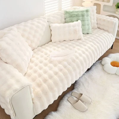 Soft Warm Faux Fur Couch Sofa Cover Thick Shaggy Fuzzy Sectional Couch Cover ... - Image 1 of 4