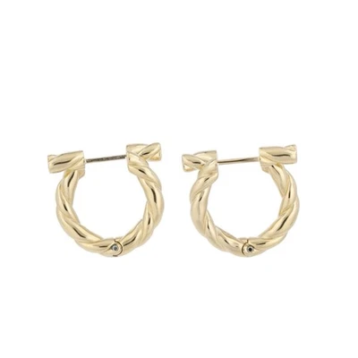 Orecchini donna Salvatore Ferragamo Gancini Torch in ottone dorato - Immagine 1 di 4