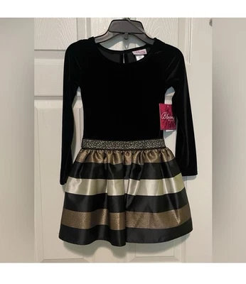 Vestido Bloome de Jeune Fills negro/dorado para niñas nuevo con etiquetas talla 7 Foto 1 de 4