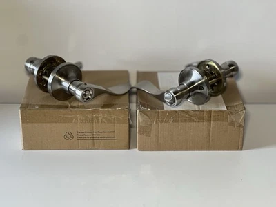 2x Brushed Steel Lever Door Handles – Key Lock – Heavy Duty – NEW - Image 1 of 4