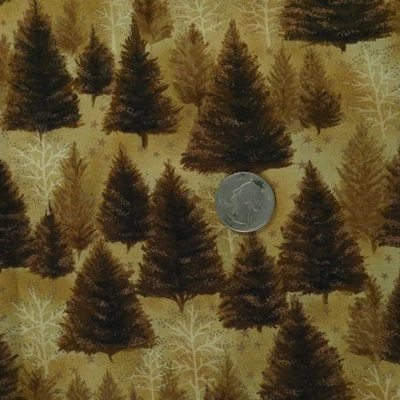 Edredón Hoffman 1 año tela de algodón marrón tostado árbol invierno Navidad artesanía metálica Foto 1 de 4