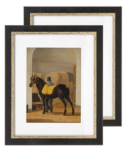8x10 Picture Frames 5x7 with Mat, Black Gold Vintage Photo Frame Set of 2, Be... - Picture 1 of 9