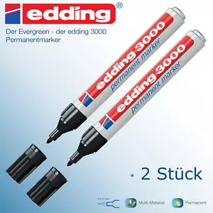 Edding 3000 schwarz Permanent Marker Stift wasserfest 2 Stück - Bild 1 von 2