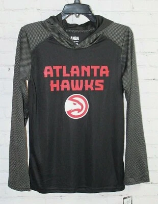 NEW ~ NBA Atlanta Hawks Boys Long Sleeve Hooded Tee T-Shirt Black  - Image 1 of 4