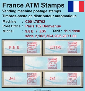 France ATM stamps Michel 9.8 b / C001.75702 serie ZS5 ** / LSA vending machine - Picture 1 of 2