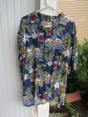 Camisa hawaiana vintage Hilo Hattie XL hecha en Hawaii EE. UU. con botones Foto 1 de 4