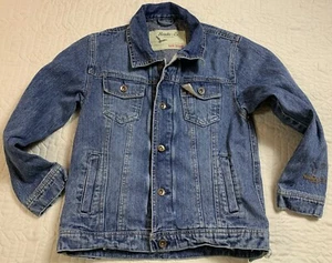 Hawke & Co Outfitter Raw Denim Blue Jean Jacket Button And Zip Girl Size 7 - Picture 1 of 14