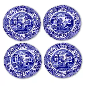 SPODE BLUE ITALIAN Toile Salad Plates 8 in Dinnerware Set of 4 MADE IN ENGLAND - Picture 1 of 3