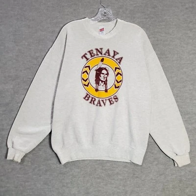 Sudadera DE COLECCIÓN Tenaya Braves Hombres Grande Gris Polar Años 80 Pullover Foto 1 de 4