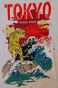 Reason Brand Tokyo Mens Graphic Tiger Print T-shirt Size L - Picture 1 of 3