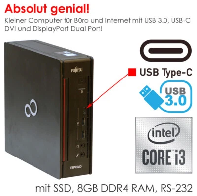 Mini Computer Q957 I3 8GB DDR4 128GB M.2 SSD USB 3.0 USB-C Windows 11 V640 - Image 1 of 4