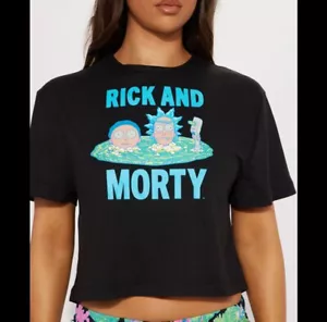 NEU! Offizielles Rick & Morty Damen-T-Shirt PJ kurz geschnittener Schlaf für Erwachsene Gr. L neu mit Etikett - Bild 1 von 6