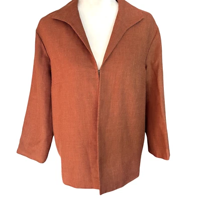 Lafayette 148 Linen Wool Silk Blazer Jacket Womens Small Brown Designer Workwear - Image 1 of 4