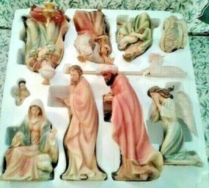 Members Mark 10 Piece Hand Painted 13” Nativity Set VINTAGE NEW IN BOX  - Picture 1 of 12