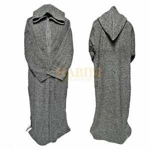Gris Grueso Súper Cálido Marroquí Invierno Lana Thobe Jubba Djellaba - Imagen 1 de 3