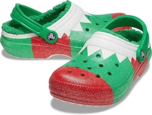 Crocs Classic Lined Holiday Christmas Elf Fur Lined Clogs Shoes - Size M13 - Picture 1 of 6