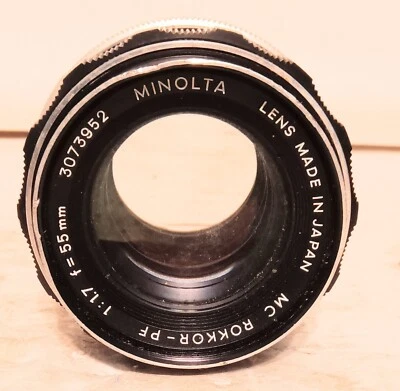 MINOLTA MC Rokkor-PF  55mm F1.7 LENS Minolta mount Parts Or Repair  - Image 1 of 4