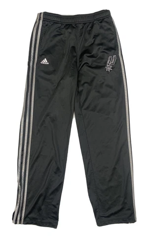 Adidas Women Size S (26x29) Black San Antonio Spurs Track Pants Gray Piping Cover