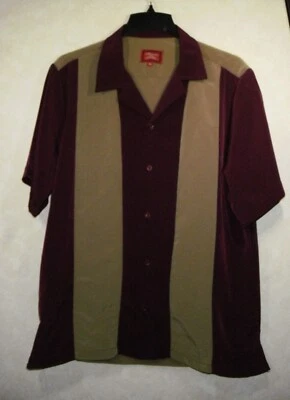 Maximos USA Yucatan By R&B Shirt Men XL Plum Beige Stripe Short Sleeve Button Up - Image 1 of 4