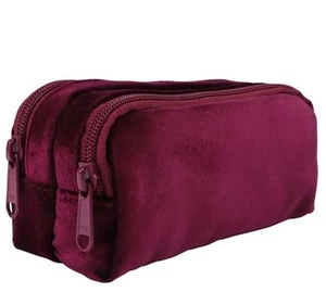 Estuche para lápices grande Paperchase terciopelo púrpura cremallera estuche para bolígrafos maquillaje escuela oficina - Imagen 1 de 3