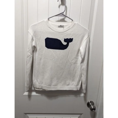 Girls Vineyard Vines White Sweater With Whale. Size Med 10/12 - Image 1 of 4