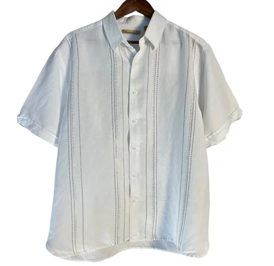 Camisa Cubana The Havanera Co Para Hombre XL Blanca Manga Corta Mezcla de Lino Bordada Foto 1 de 4