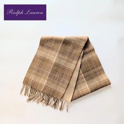 Silenciador Ralph Lauren Etiqueta Púrpura Beige Cuadros Hecho en Gran Bretaña Usado Foto 1 de 4