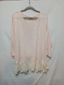 Cato Womens Pink Sweater Sz 22/24 Lightweight Lace Hem Cottage Beach Fairy Boho - Picture 1 of 7