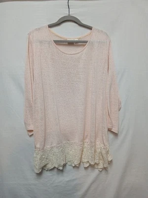 Suéter rosa Cato para mujer talla 22/24 ligero dobladillo de encaje cabaña playa hada boho Foto 1 de 4