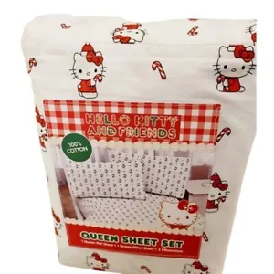 Bastón de caramelo de Navidad Hello Kitty novedad tamaño reina sábanas nuevas con etiquetas Sanrio - Imagen 1 de 2
