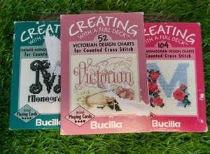 3x Bucilla Creating With A Full Deck PLAYING CARDS Counted Cross Stich Patterns - Picture 1 of 7
