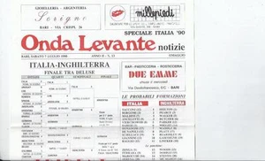 Italy v England 1990 World Cup 3rd place play-off Onde Levante Edition - Picture 1 of 2