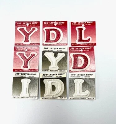 Set of 9 mixed JOY 1.5" iron on letter patches - Image 1 of 2