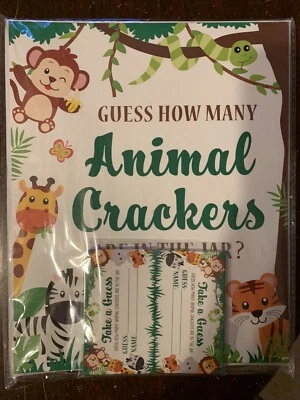 "Jungle themed" Advise & Wishes Cards & Guess how may Animal Crackers in the jar - Image 1 of 4