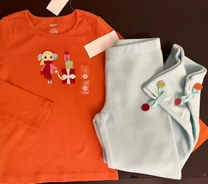 NWT Girls 6 Gymboree COZY CUTIE Light Blue/Orange Fleece YOGA PANTS & Top 2pc - Picture 1 of 5