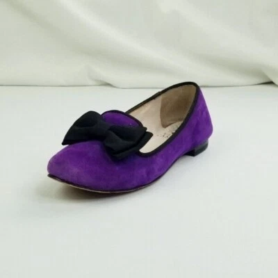Vince Camuto 4.5 M Women's Brysone Purple Suede Black Bow Accent slip On Flats - Image 1 of 4