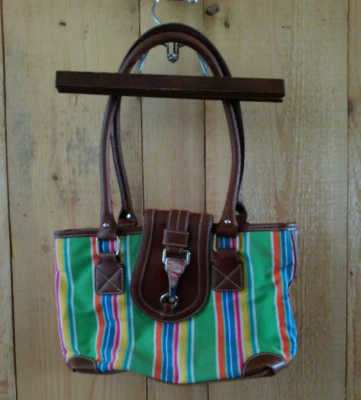 Cartera vintage Chaps verde rayas multicolores Foto 1 de 4