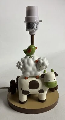 2010 Corderos e hiedra vaca pájaro oveja animales de granja bebé lámpara de mesa guardería luz nocturna Foto 1 de 4