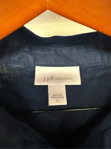 J. Jill Love Hemdblusenkleid Leinen marine Kängurutasche Gr. L neu ohne Etikett - Bild 1 von 5