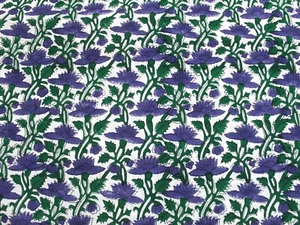20 Yard Multicolor Floral Hand Block Printed Cotton Fabric Dressmaking Fabric - Picture 1 of 8