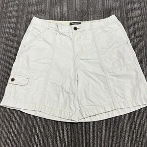 Eddie Bauer Cargo Shorts Womens 12 Ivory 32x7 Ripstop Outdoor Hiking Cotton - Picture 1 of 13