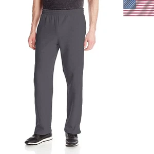 Men's Fleece Sweatpants - Soft Cotton Blend in Charcoal Heather for Relaxing - Picture 1 of 3