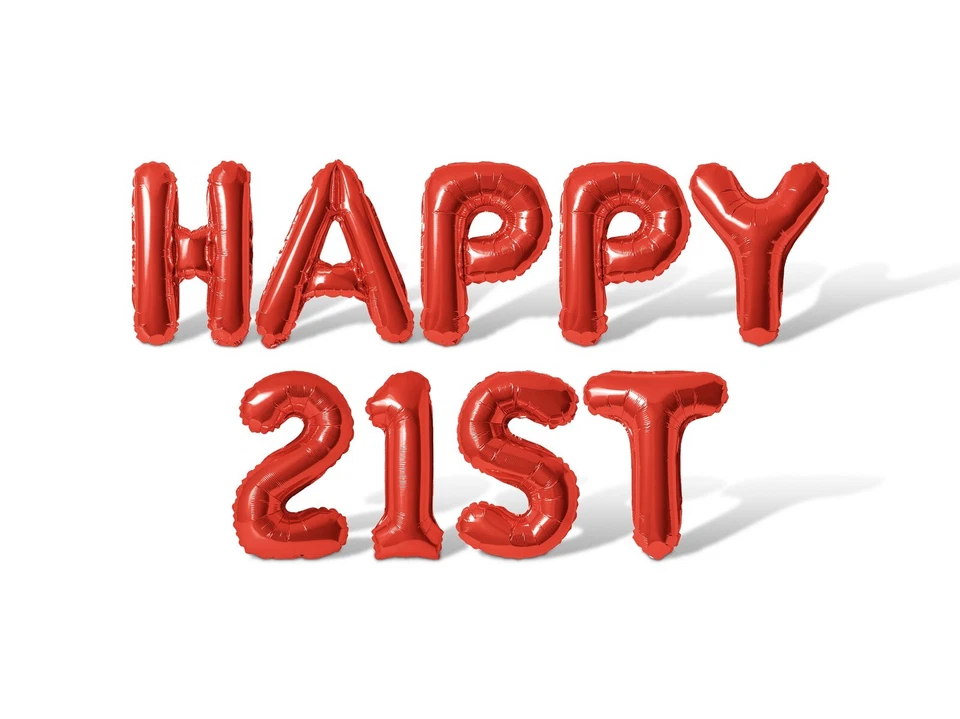 Баннер с воздушным шаром HAPPY 21ST Letter — украшения для вечеринки на 21-й день рождения, 21 год - Изображение 1 из 4