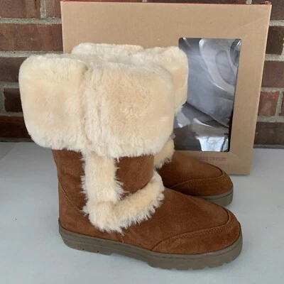 Botas de invierno Style & Co. de cuero ingenioso a media pantorrilla castaño frío para mujer EE. UU. 6 M NUEVAS Foto 1 de 4